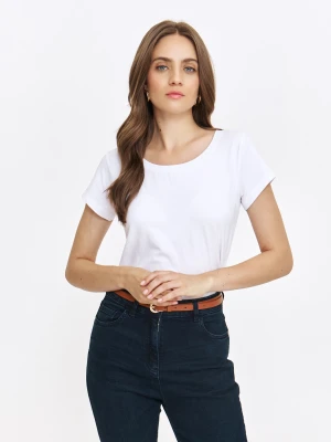 T-shirt damski biały - SPO6255BI t-shirt krótki rękaw - TOP SECRET - Odzieżowy sklep internetowy TOP SECRET