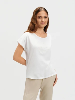 T-shirt damski biały - SPO6268BI t-shirt krótki rękaw - TOP SECRET - Odzieżowy sklep internetowy TOP SECRET