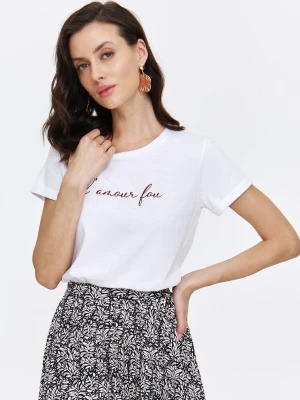 T-shirt damski biały - SPO6294BI t-shirt krótki rękaw - TOP SECRET - Odzieżowy sklep internetowy TOP SECRET