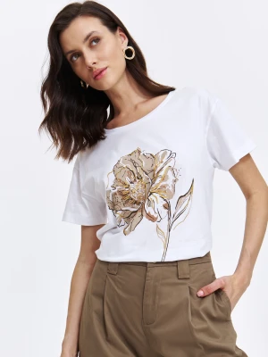 Zdjęcie produktu T-shirt damski biały - SPO6296BI t-shirt krótki rękaw - TOP SECRET - Odzieżowy sklep internetowy TOP SECRET