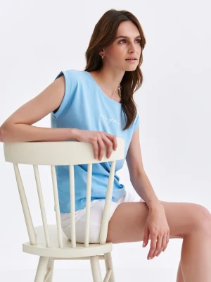 T-shirt damski błękitny - SPO6221BL t-shirt krótki rękaw - TOP SECRET - Odzieżowy sklep internetowy TOP SECRET