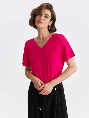 T-shirt damski ciemny róż - SPO6275CR t-shirt krótki rękaw - TOP SECRET - Odzieżowy sklep internetowy TOP SECRET