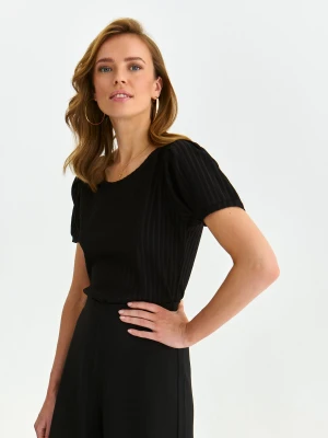 T-shirt damski czarny - SPO6015CA t-shirt krótki rękaw - TOP SECRET - Odzieżowy sklep internetowy TOP SECRET