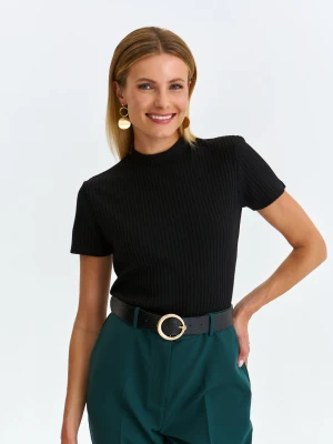 T-shirt damski czarny - SPO6077CA t-shirt krótki rękaw - TOP SECRET - Odzieżowy sklep internetowy TOP SECRET