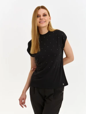 T-shirt damski czarny - SPO6080CA t-shirt krótki rękaw - TOP SECRET - Odzieżowy sklep internetowy TOP SECRET