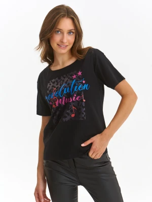 T-shirt damski czarny - SPO6084CA t-shirt krótki rękaw - TOP SECRET - Odzieżowy sklep internetowy TOP SECRET