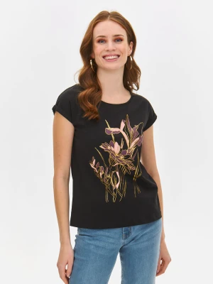 T-shirt damski czarny - SPO6112CA t-shirt krótki rękaw - TOP SECRET - Odzieżowy sklep internetowy TOP SECRET