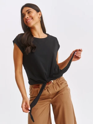 T-shirt damski czarny - SPO6204CA t-shirt krótki rękaw - TOP SECRET - Odzieżowy sklep internetowy TOP SECRET