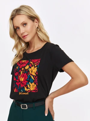 Zdjęcie produktu T-shirt damski czarny - SPO6297CA t-shirt krótki rękaw - TOP SECRET - Odzieżowy sklep internetowy TOP SECRET