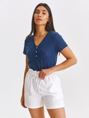 T-shirt damski granatowy - SBK2970GR t-shirt krótki rękaw - TOP SECRET - Odzieżowy sklep internetowy TOP SECRET