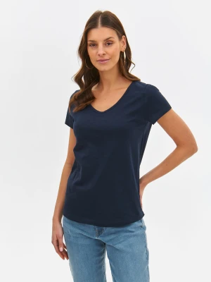 T-shirt damski granatowy - SPO6129GR t-shirt krótki rękaw - TOP SECRET - Odzieżowy sklep internetowy TOP SECRET