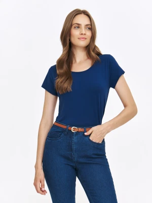 T-shirt damski granatowy - SPO6254GR t-shirt krótki rękaw - TOP SECRET - Odzieżowy sklep internetowy TOP SECRET