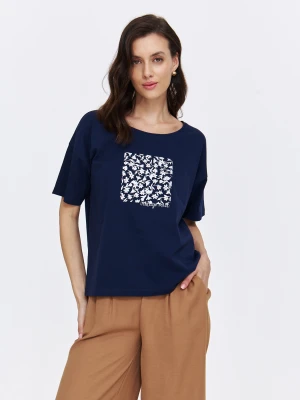 Zdjęcie produktu T-shirt damski granatowy - SPO6299GR t-shirt krótki rękaw - TOP SECRET - Odzieżowy sklep internetowy TOP SECRET