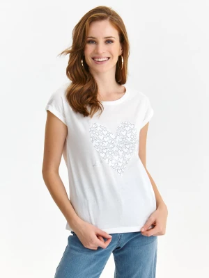 T-shirt damski kremowy - SPO6106KR t-shirt krótki rękaw - TOP SECRET - Odzieżowy sklep internetowy TOP SECRET