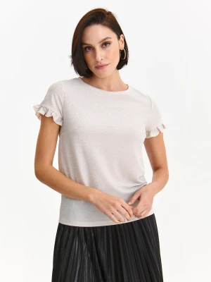 T-shirt damski kremowy - SPO6107KR t-shirt krótki rękaw - TOP SECRET - Odzieżowy sklep internetowy TOP SECRET