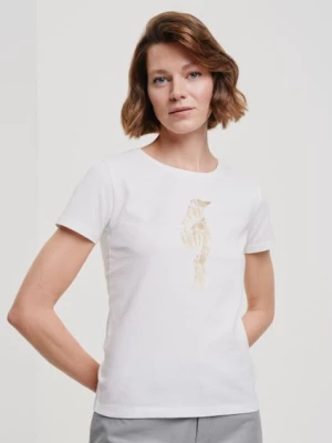 T-shirt damski kremowy z wilgą OCHNIK