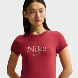 T-shirt damski o krótkim kroju Nike - Czerwony