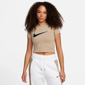 T-shirt damski o krótkim kroju Nike Sportswear - Brązowy