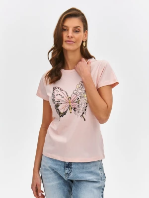 T-shirt damski różowy - SPO6156RO t-shirt krótki rękaw - TOP SECRET - Odzieżowy sklep internetowy TOP SECRET