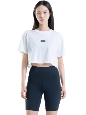 T-shirt damski Under Armour UA BRANDED LOGO CROP SS - biały