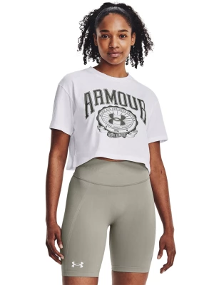 T-shirt damski Under Armour UA COLLEGIATE CREST CROP SS - biały