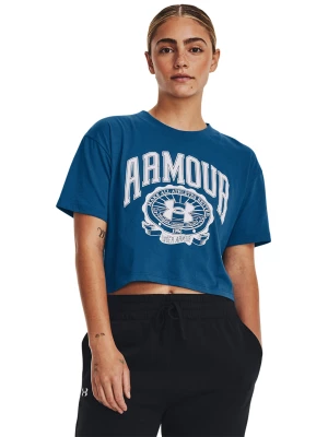 T-shirt damski Under Armour UA COLLEGIATE CREST CROP SS - granatowy