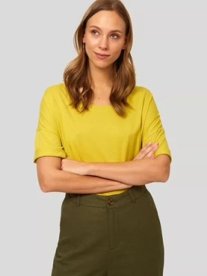 T-shirt damski w krótkim rękawem - żółty Greenpoint