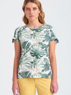 T-shirt damski w roślinne wzory Greenpoint