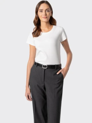 T-shirt damski z bawełny basic ecru Wittchen