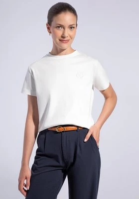 T-shirt damski z bawełny złamana biel Wittchen