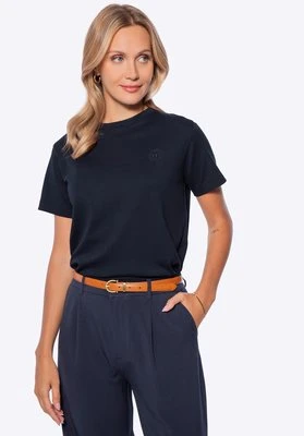 T-shirt damski z bawełny granatowy Wittchen