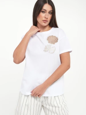 Zdjęcie produktu T-shirt damski z cyrkoniami LIU JO