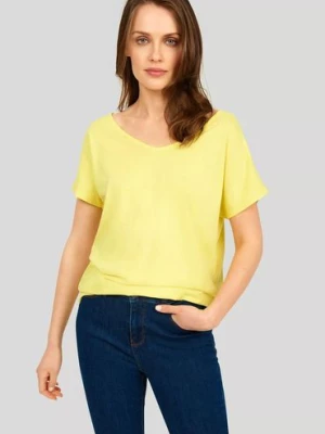 T-shirt damski z krótkim rękawem - żółty Greenpoint