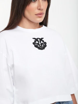 T-shirt damski z logo Borghetto PINKO