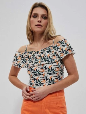 T-shirt damski z motywem roślinnym Moodo