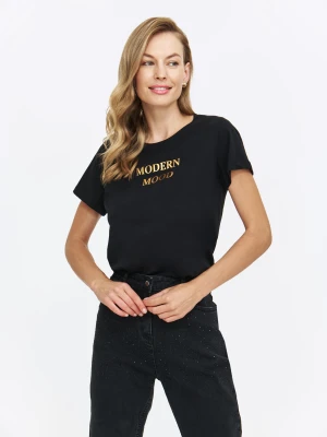 T-shirt damski ze złotym nadrukiem