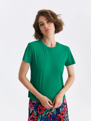T-shirt damski zielony - SPO6247ZI t-shirt krótki rękaw - TOP SECRET - Odzieżowy sklep internetowy TOP SECRET