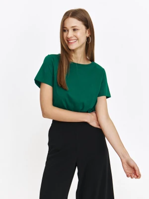 T-shirt damski zielony - SPO6259ZI t-shirt krótki rękaw - TOP SECRET - Odzieżowy sklep internetowy TOP SECRET