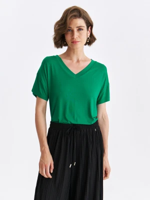 T-shirt damski zielony - SPO6276ZI t-shirt krótki rękaw - TOP SECRET - Odzieżowy sklep internetowy TOP SECRET