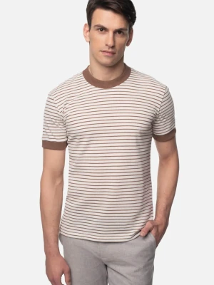 T SHIRT DEGLIN BEŻOWY Z BAWEŁNĄ Recman