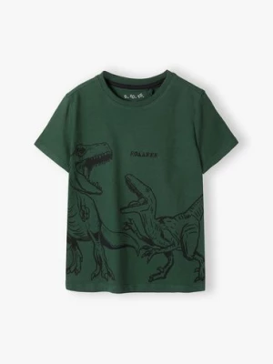 T-shirt dla chłopca z dinozaurami - butelkowa zieleń - 5.10.15.