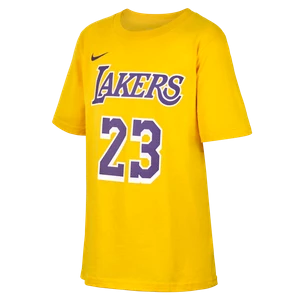 T-shirt dla dużych dzieci (chłopców) Nike NBA LeBron James Los Angeles Lakers - Żółty
