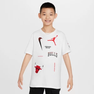 T-shirt dla dużych dzieci Jordan NBA Max90 Chicago Bulls Courtside Statement Edition - Biel