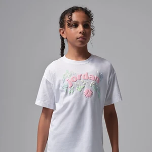 T-shirt dla dużych dzieci Puff Floral Jordan - Biel