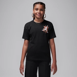 T-shirt dla dużych dzieci z kwiatowym nadrukiem Jordan Jumpman - Czerń