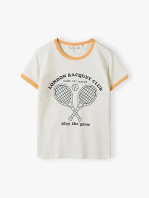 T-shirt dla dziecka - ecru z rakietami tenisowymi - 5.10.15.