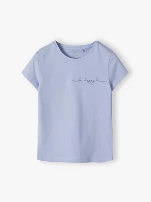 T-shirt dla dziewczynki niebieski z napisem - Be Happy Family Concept by 5.10.15.