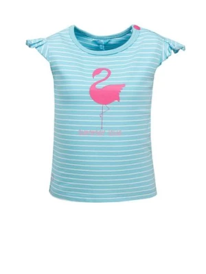T-shirt dziewczęcy - niebieski z flamingiem - Lief