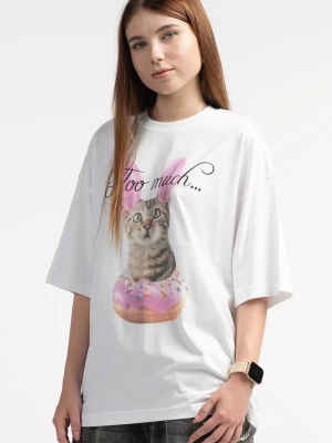 T-shirt dziewczęcy oversize z grafiką z przodu Reporter