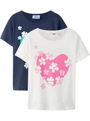 T-shirt dziewczęcy z czystej bawełny organicznej (2 szt.) bonprix